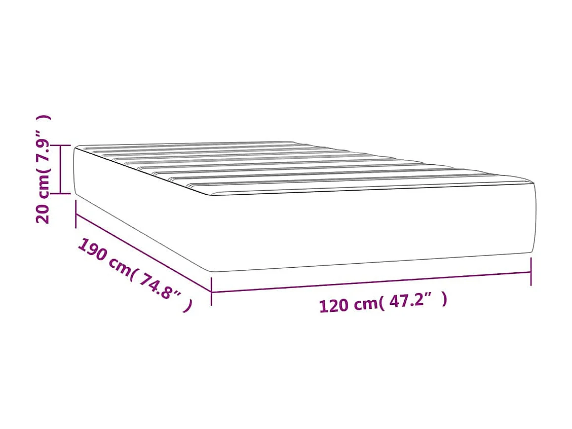 Matelas de lit à ressorts ensachés rose 120x190x20 velours