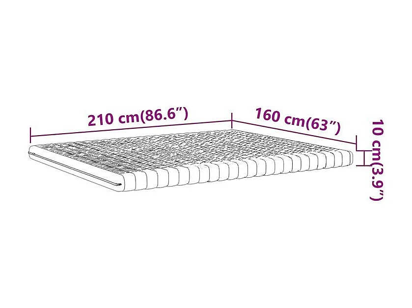 Matelas en mousse blanc 160x210 7 zones dureté 20 ILD