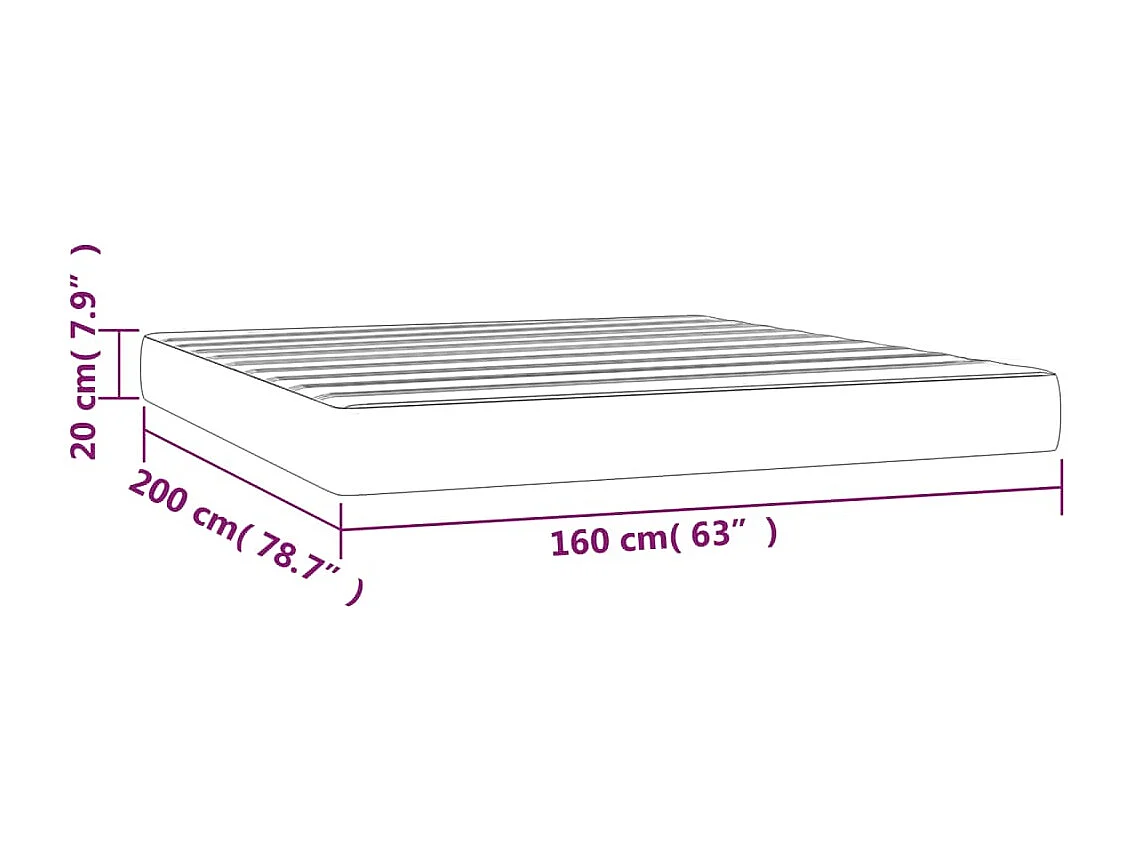 Matelas de lit à ressorts ensachés Noir 160x200x20 Tissu