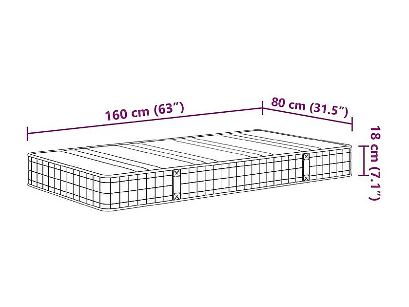 Matelas à ressorts Bonnell pour enfants moyen 80x160