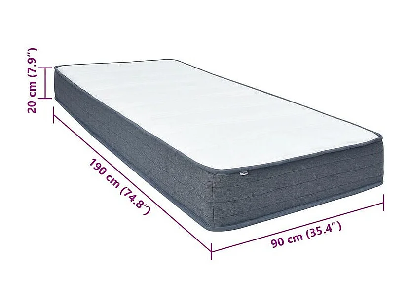 Matelas de sommier à lattes 190x90x20 tissu