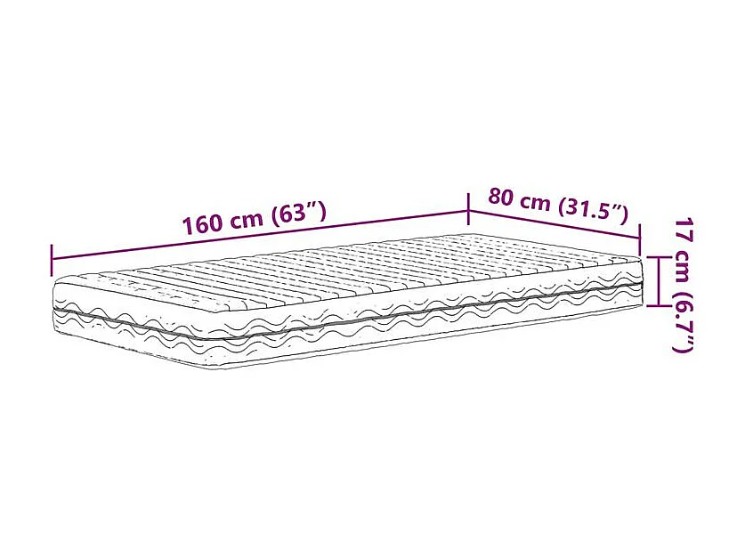 Matelas en mousse pour enfants blanc 80x160 dureté H2 H3