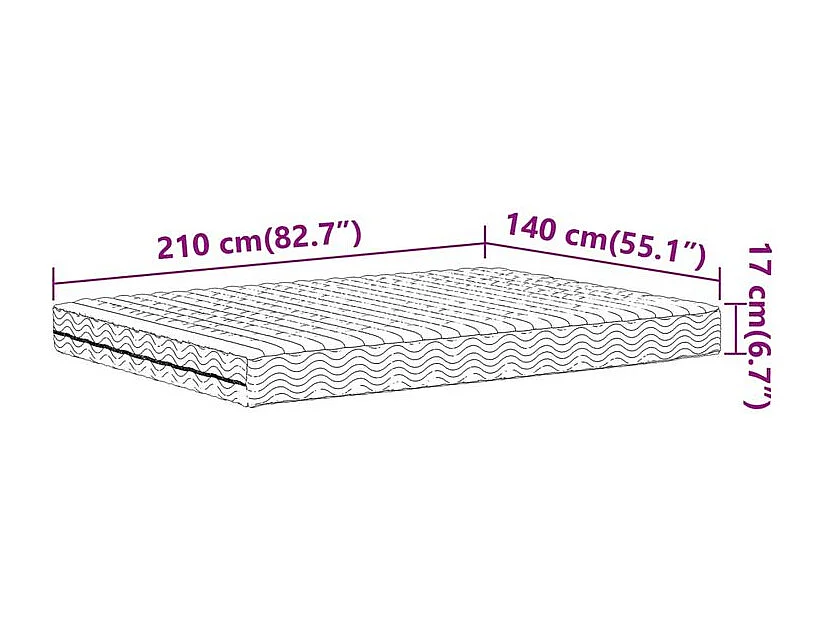 Matelas en mousse blanc 140x210 dureté H2 H3