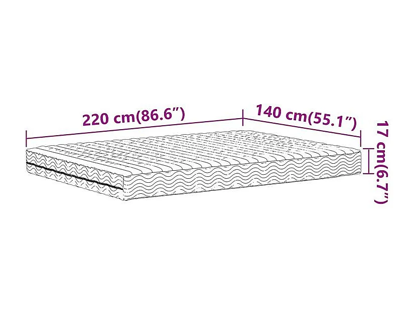 Matelas en mousse blanc 140x220 dureté H2 H3