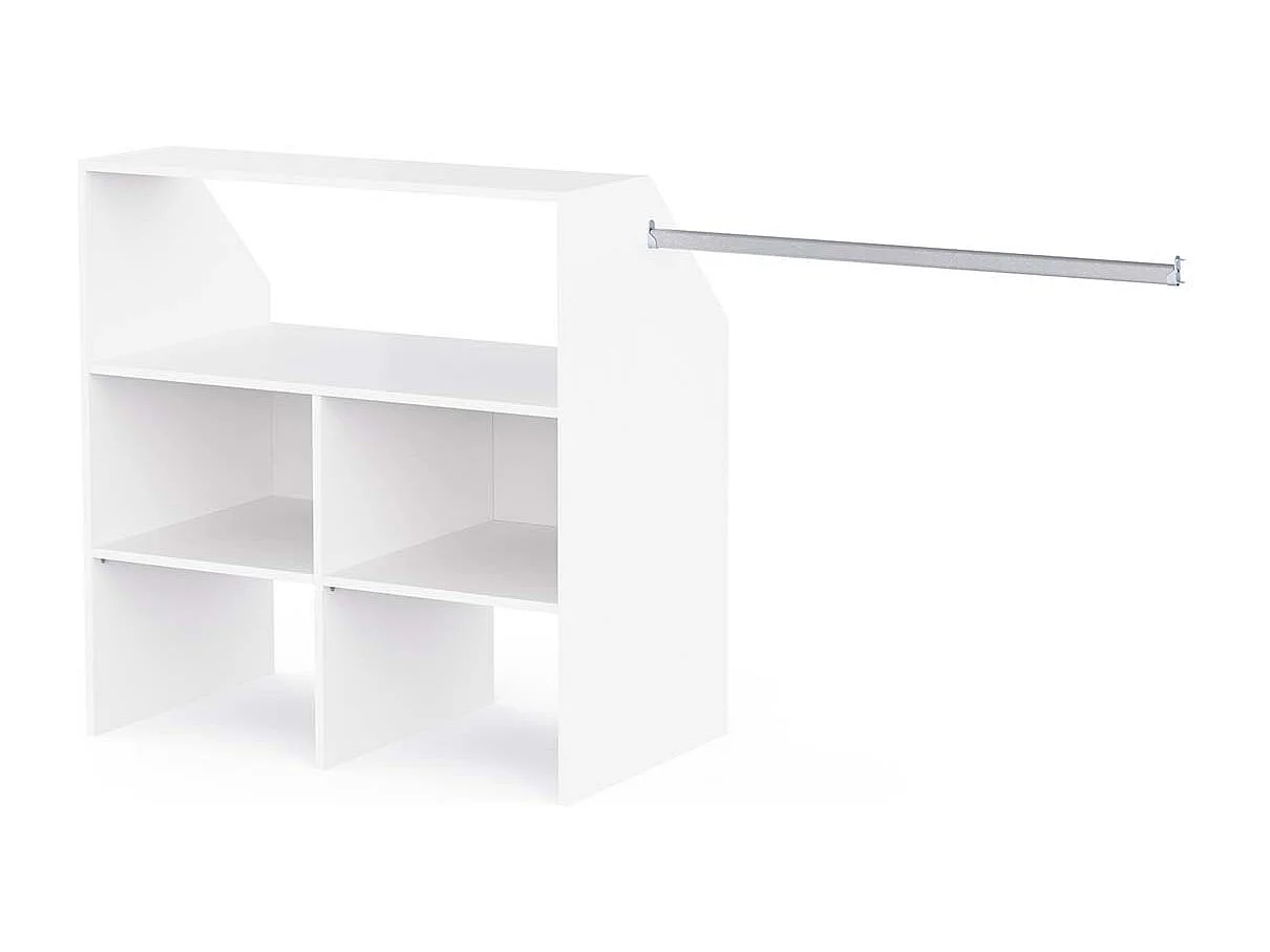 Module de rangement sous comble avec penderie et étagère couleur blanc mat - Largeur 171,5 x Profondeur 50 x Hauteur 90,7 cm