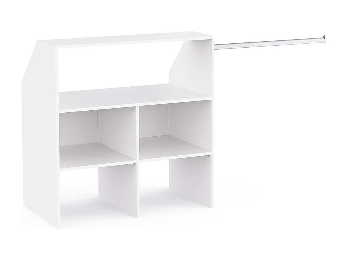 Module de rangement sous comble avec penderie et étagère couleur blanc mat - Largeur 171,5 x Profondeur 50 x Hauteur 90,7 cm