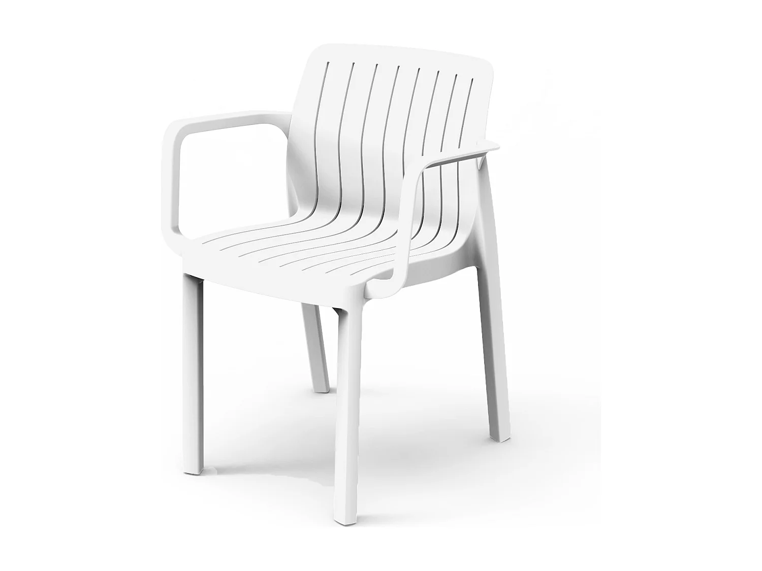Lot de 6 chaises de jardin avec accoudoirs coloris Blanc - Longueur 58 x Profondeur 53 x Hauteur 77 cm