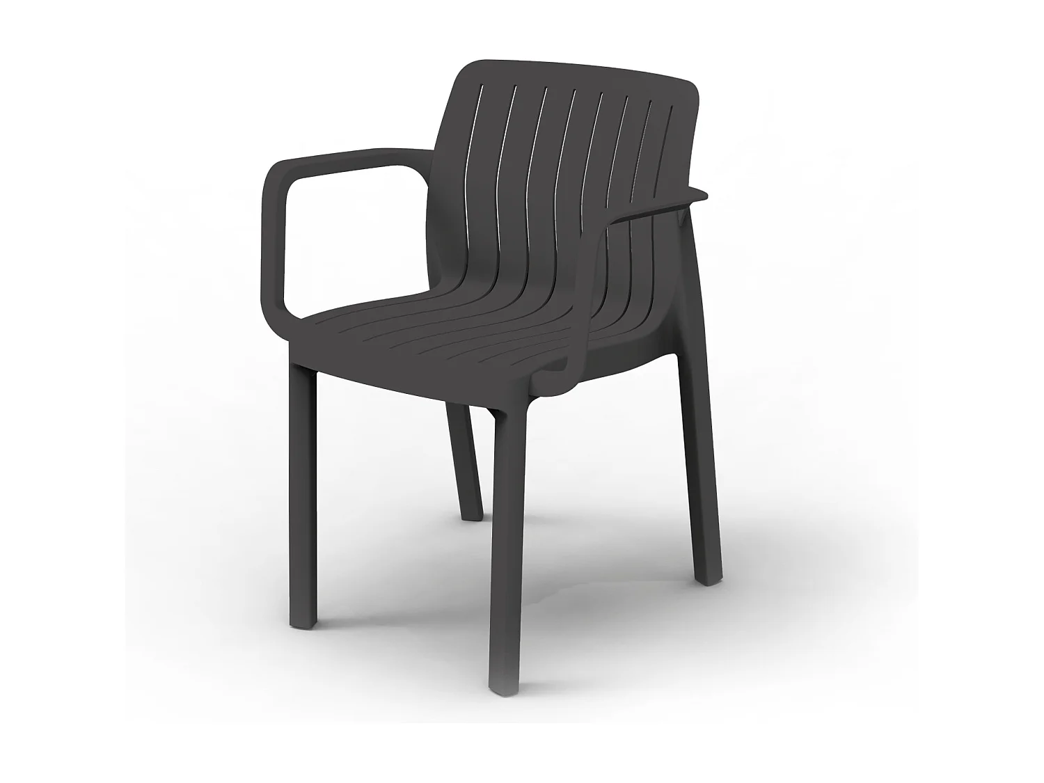 Lot de 6 chaises de jardin avec accoudoirs coloris Antracithe - Longueur 58 x Profondeur 53 x Hauteur 77 cm