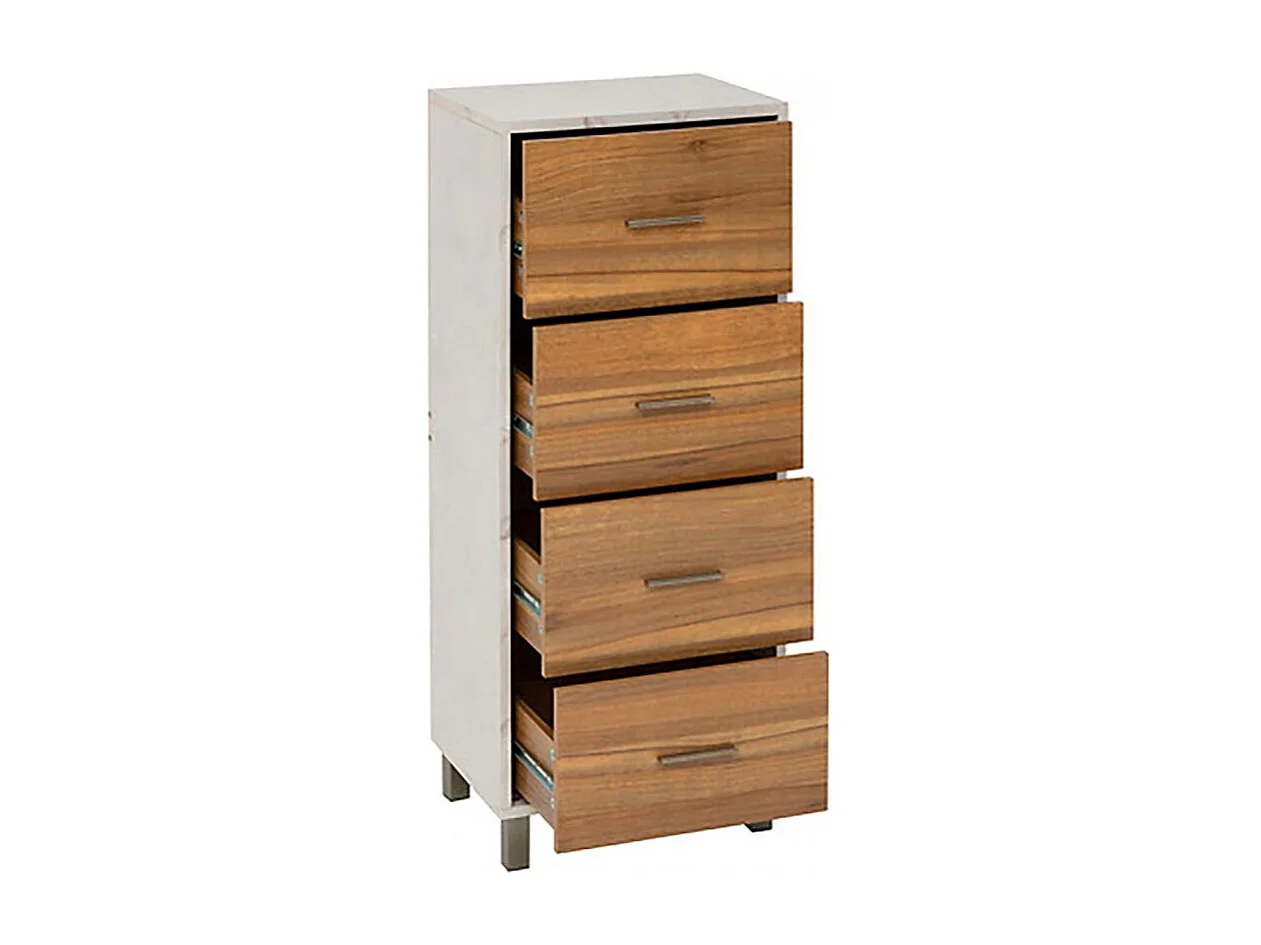 Meuble de rangement à 4 tiroirs, coloris marron/blanc -  Longueur 40 x Profondeur 30 x Hauteur 97,5 cm