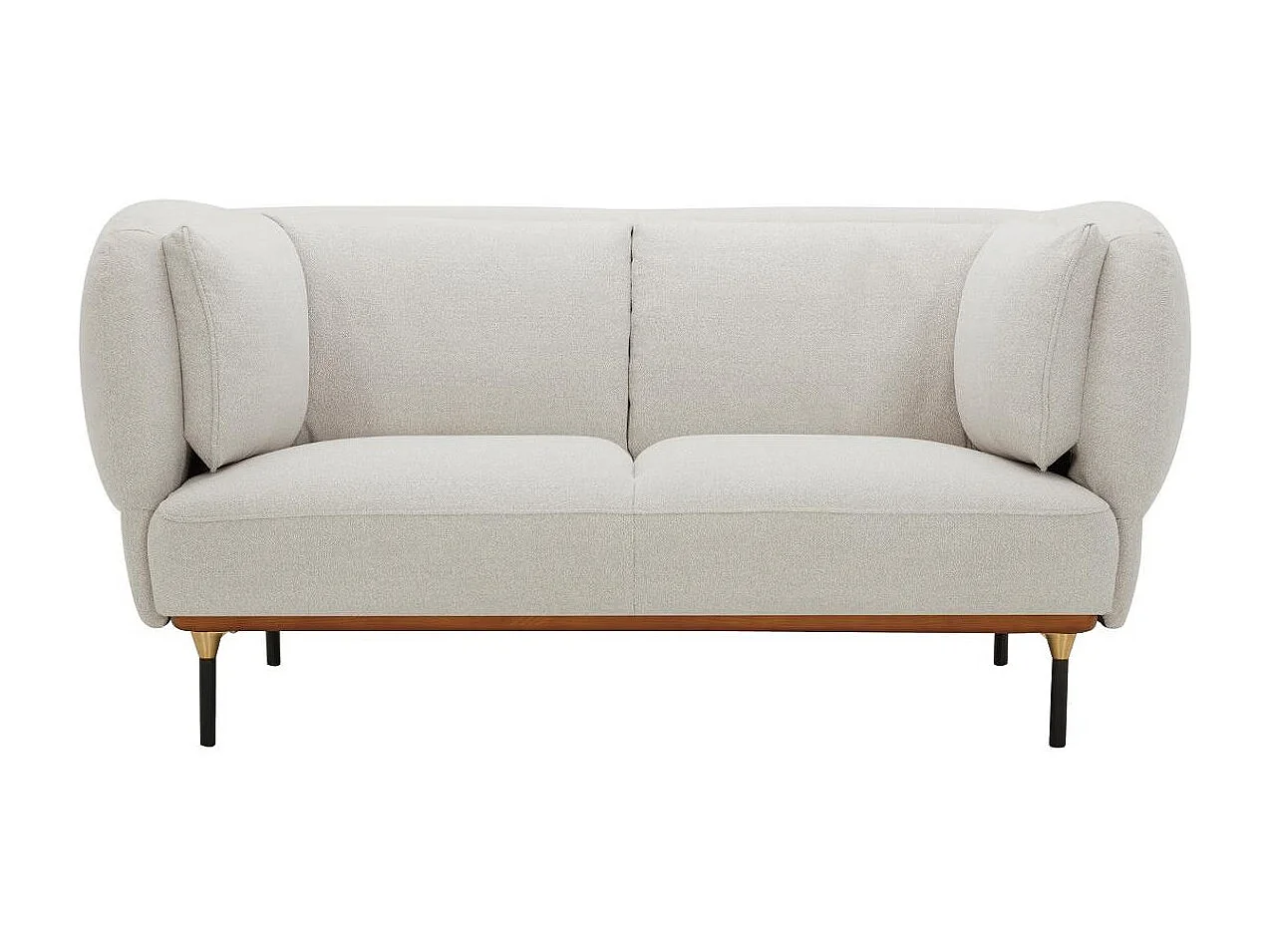 Canapé banquette fixe 2 places coloris gris clair avec pieds en métal - Longueur 172 x Profondeur 97 x Hauteur 80 cm