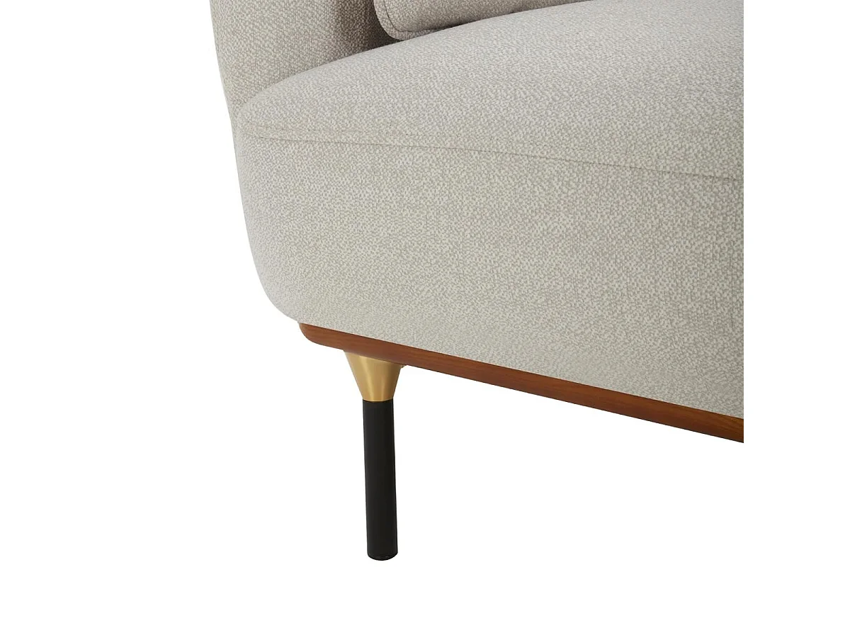 Canapé banquette fixe 2 places coloris gris clair avec pieds en métal - Longueur 172 x Profondeur 97 x Hauteur 80 cm