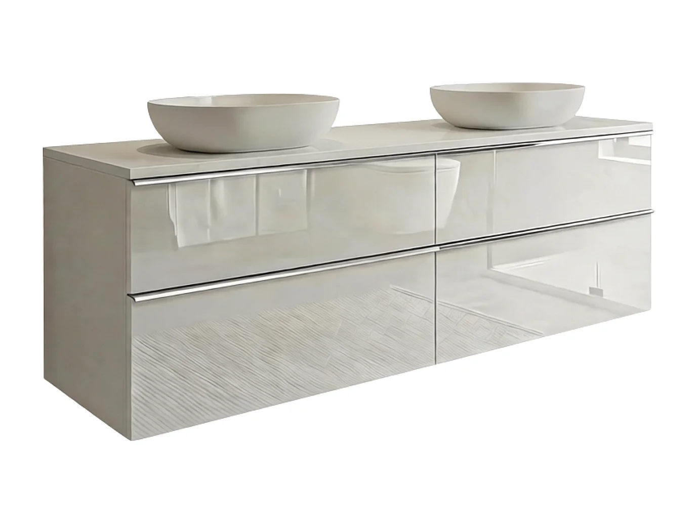 Meuble de salle de bain suspendu 120 cm avec tiroirs - blanc brillant - double vasque - ONE