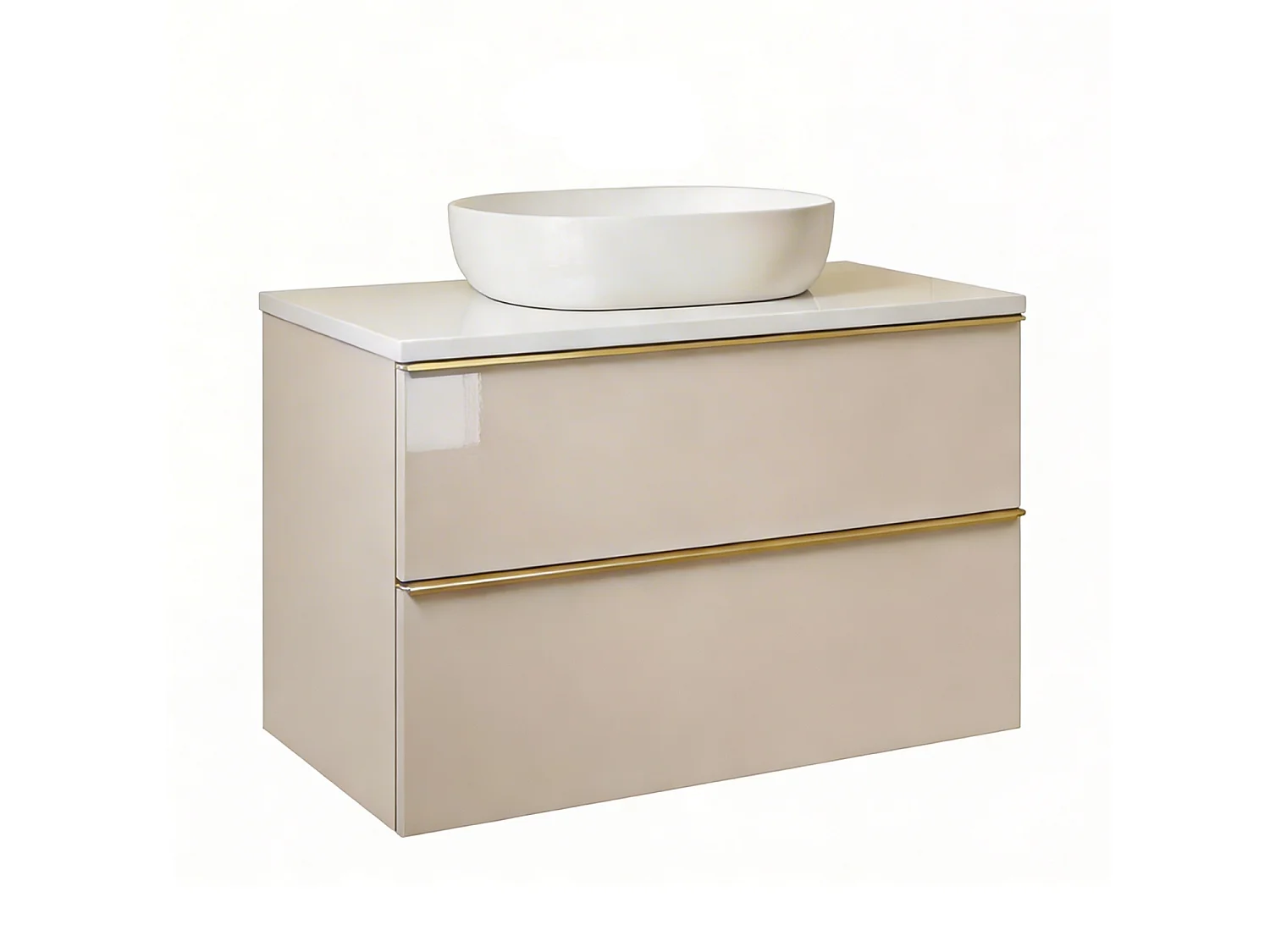 Mueble de baño suspendido 60 cm con lavabo – cachemira brillo – 2 cajones – ONE