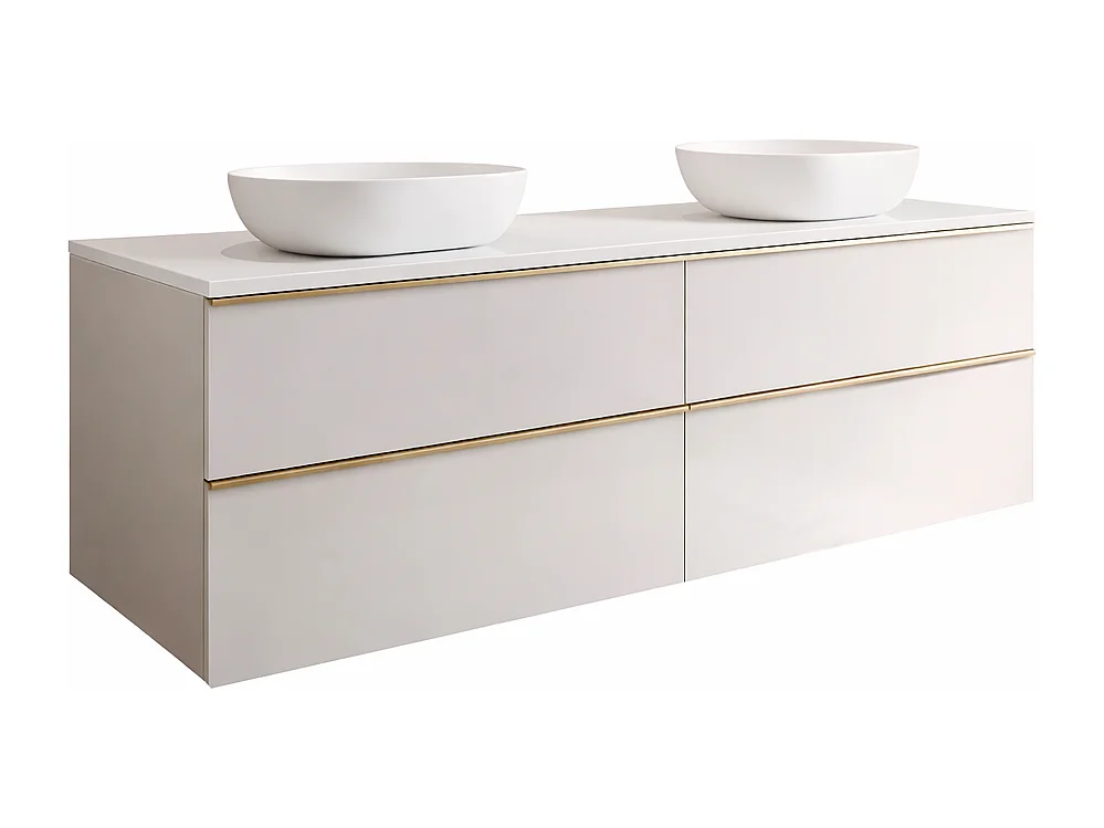 Meuble de salle de bain suspendu 120 cm avec tiroirs – cachemire – double vasque – ONE