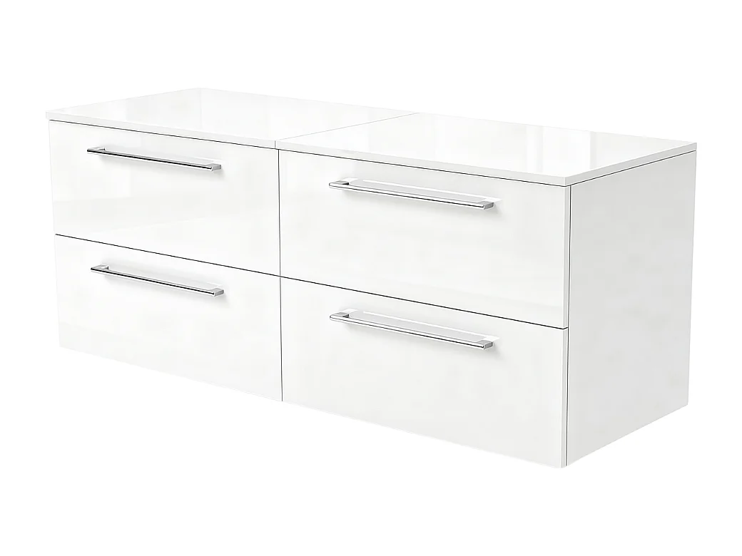 Meuble de salle de bain suspendu ONE 120 cm - 4 tiroirs - blanc brillant - ONE