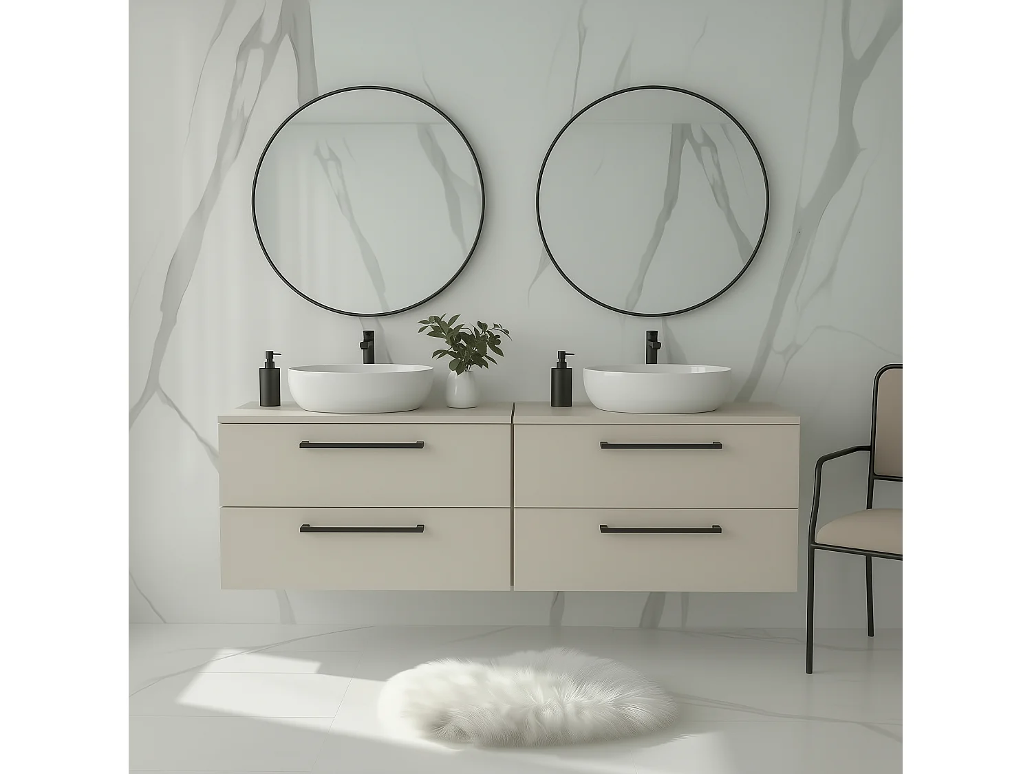 Meuble de salle de bain suspendu ONE 120 cm - 4 tiroirs - cachemire - ONE