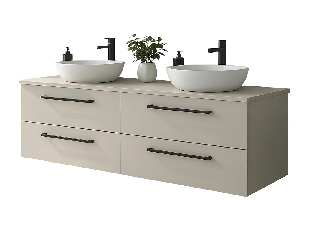 Meuble de salle de bain suspendu ONE 120 cm - 4 tiroirs - cachemire - ONE