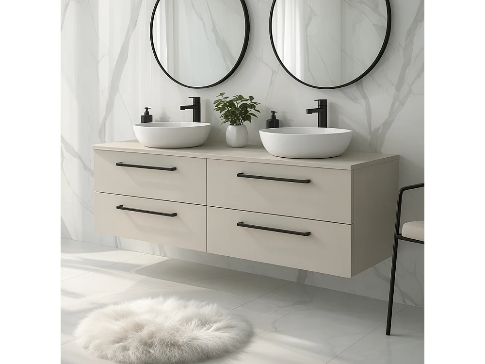 Meuble de salle de bain suspendu ONE 120 cm - 4 tiroirs - cachemire - ONE