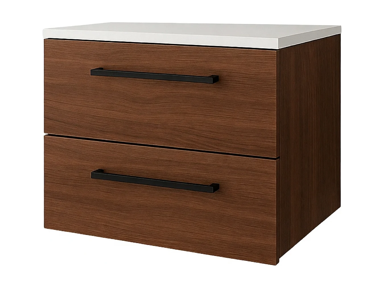 Meuble de salle de bain suspendu 80 cm - noyer - 2 tiroirs - ONE