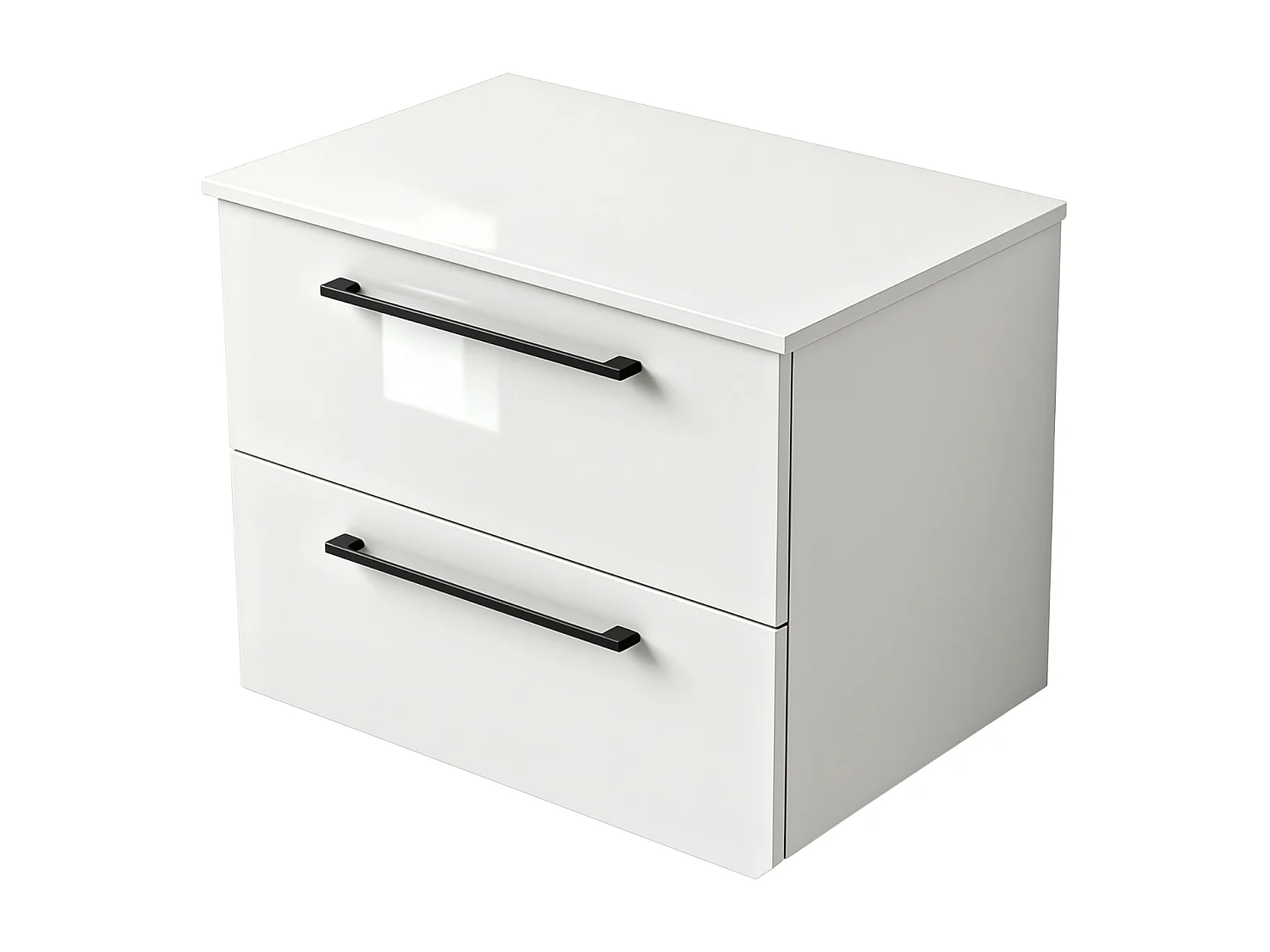 Meuble de salle de bain suspendu 60 cm - blanc brillant - 2 tiroirs - ONE