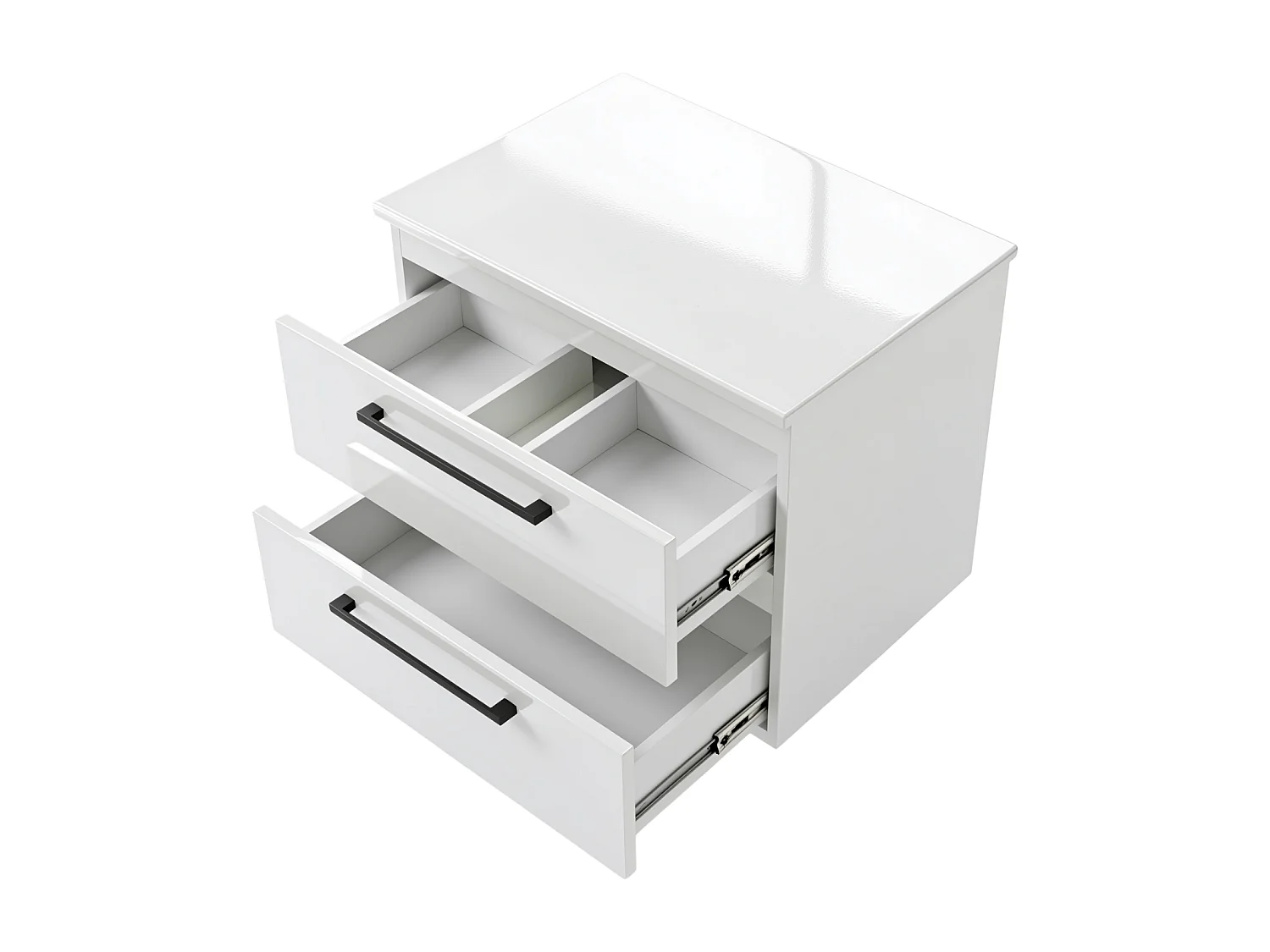 Meuble de salle de bain suspendu 60 cm - blanc brillant - 2 tiroirs - ONE