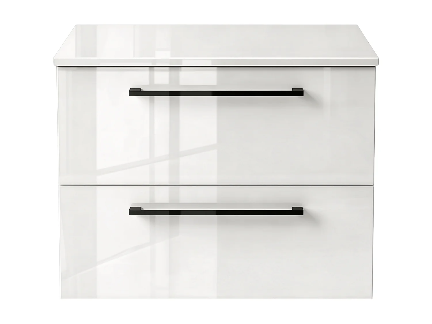 Meuble de salle de bain suspendu 60 cm - blanc brillant - 2 tiroirs - ONE