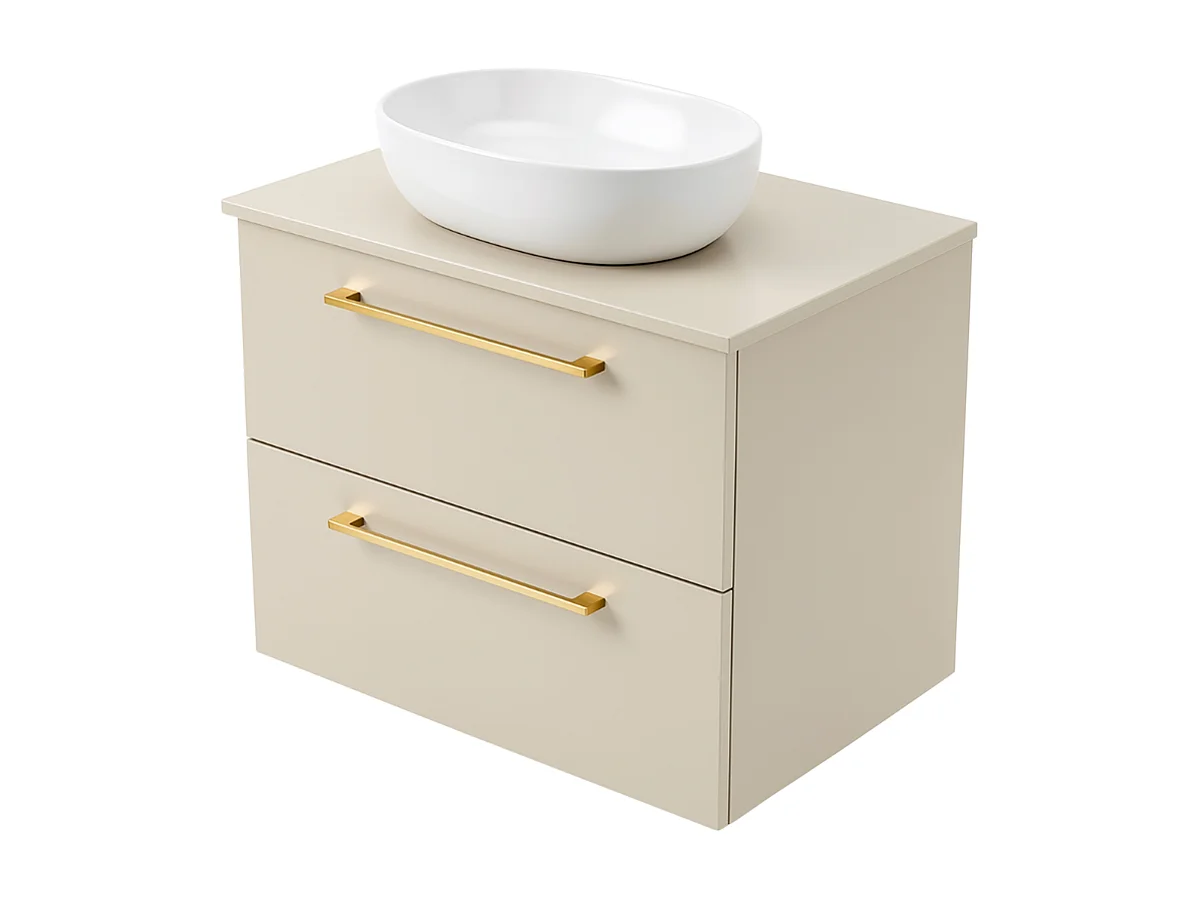 Meuble de salle de bain suspendu 80 cm - cachemire - 2 tiroirs - ONE