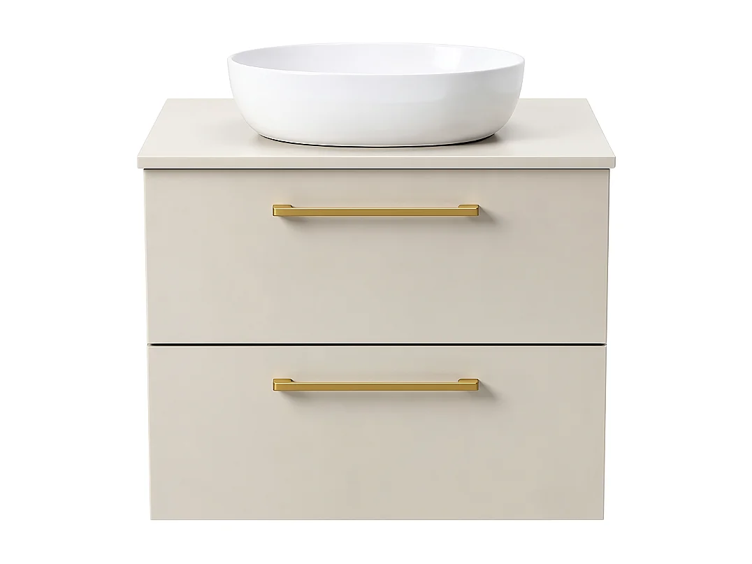Meuble de salle de bain suspendu 80 cm - cachemire - 2 tiroirs - ONE