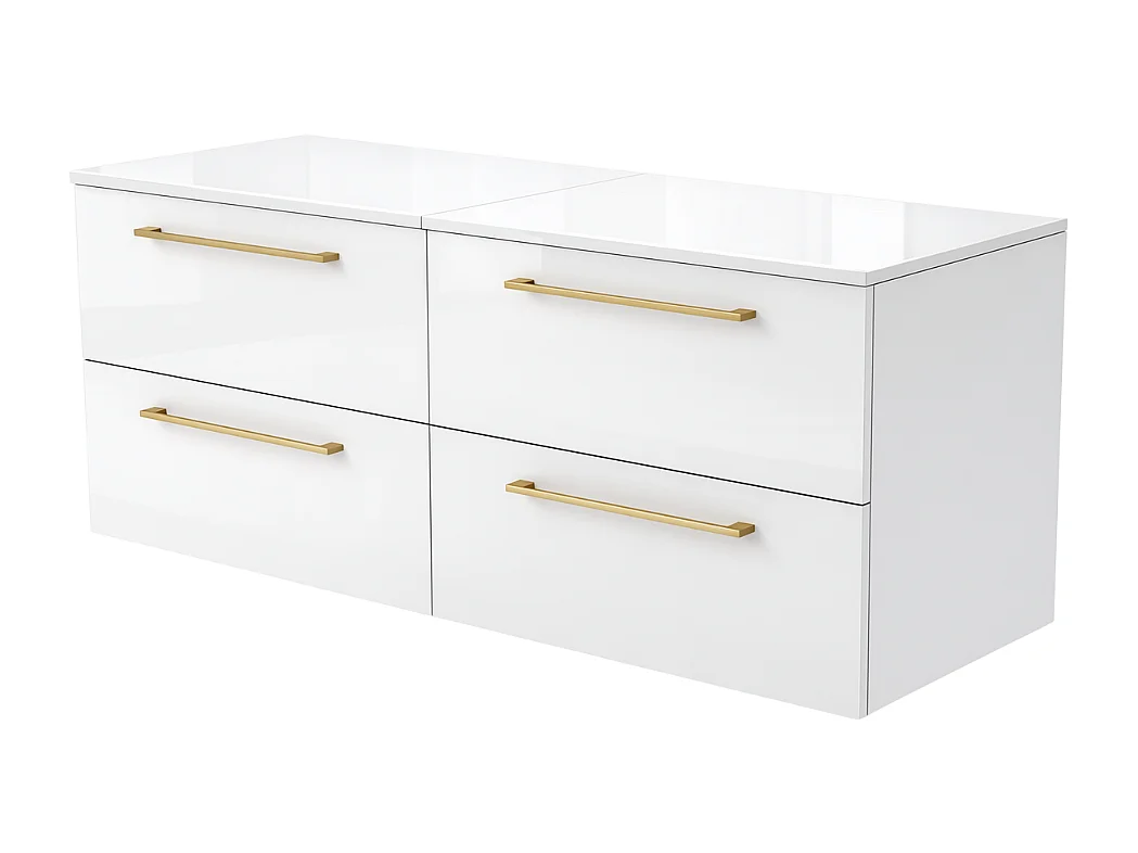 Móvel de casa de banho suspenso ONE 120 cm - 4 gavetas - branco brilhante - ONE
