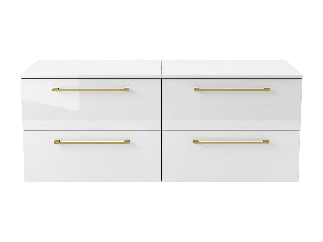 Móvel de casa de banho suspenso ONE 120 cm - 4 gavetas - branco brilhante - ONE