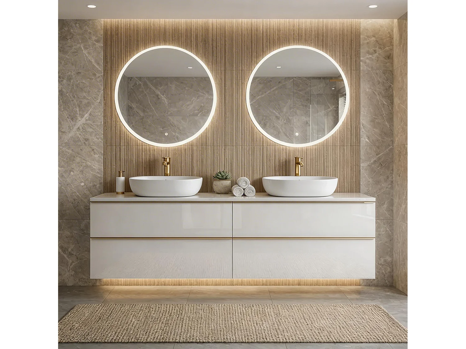Meuble de salle de bain suspendu ONE 120 cm - 4 tiroirs - blanc brillant - ONE