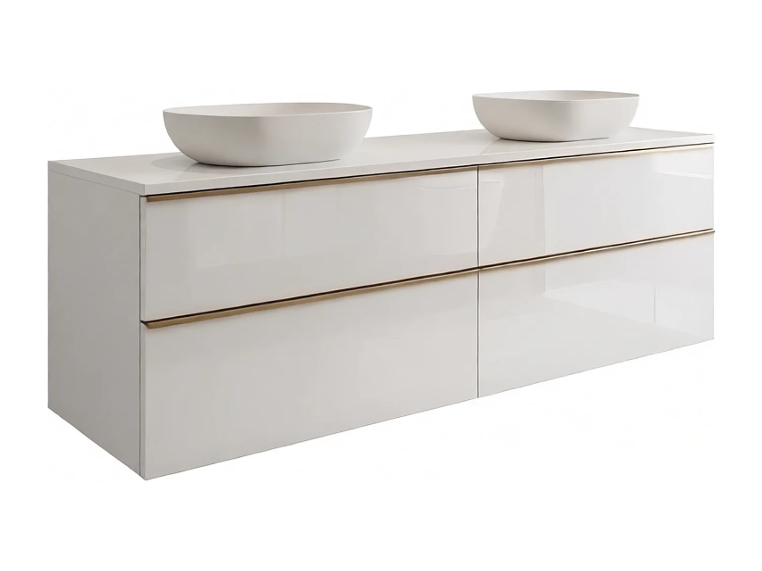 Meuble de salle de bain suspendu ONE 120 cm - 4 tiroirs - blanc brillant - ONE