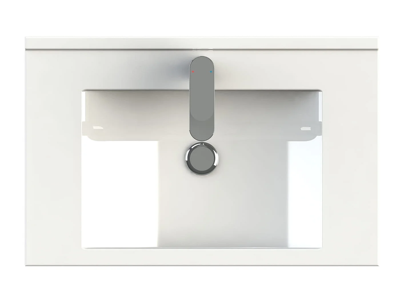 Móvel de casa de banho suspenso ONE 60 cm com lavatório - 2 gavetas - branco brilhante - ONE