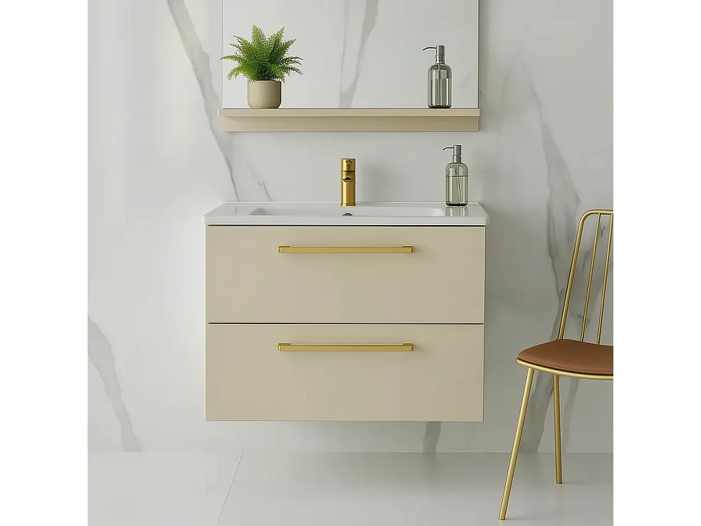Móvel de casa de banho suspenso ONE 60 cm com lavatório - 2 gavetas - caxemira - ONE
