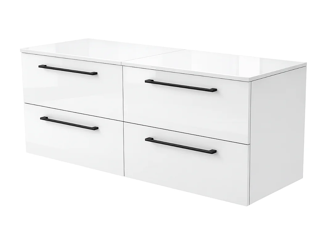 Meuble de salle de bain suspendu ONE 120 cm - 4 tiroirs - blanc brillant - ONE