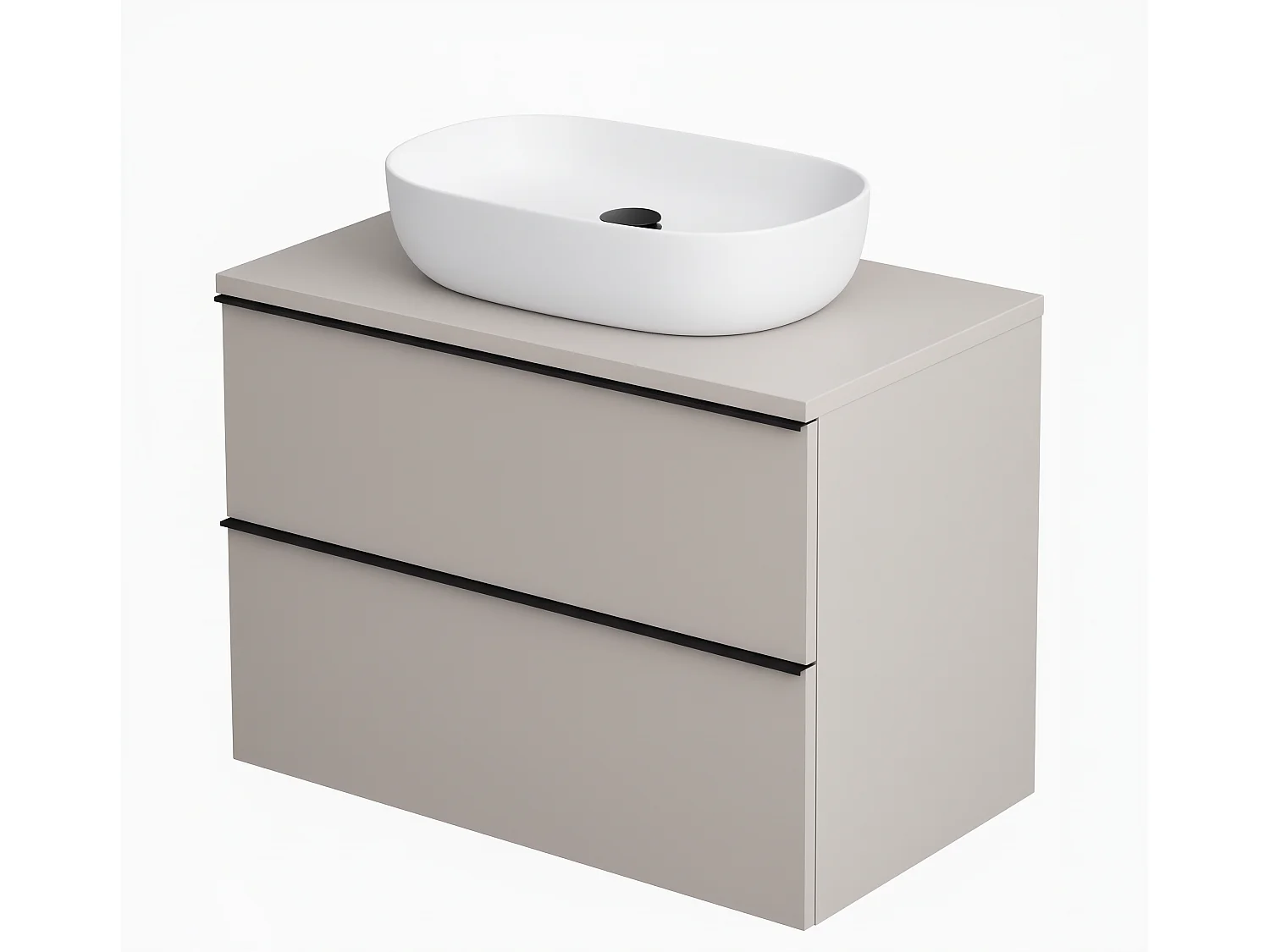 Mobile bagno sospeso 60 cm con lavabo – cachemire opaco – 2 cassetti – ONE