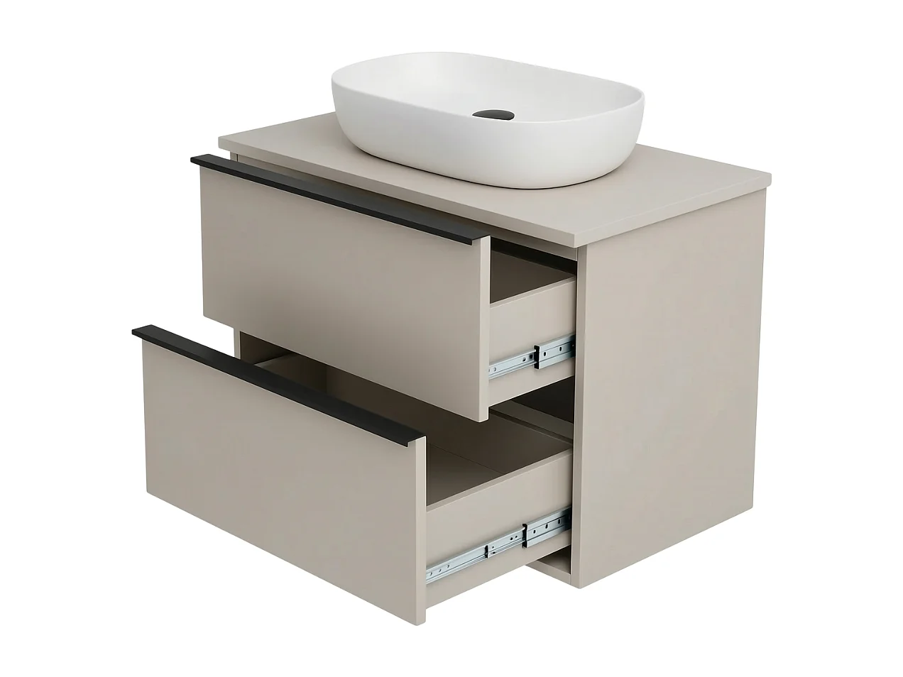 Mobile bagno sospeso 60 cm con lavabo – cachemire opaco – 2 cassetti – ONE