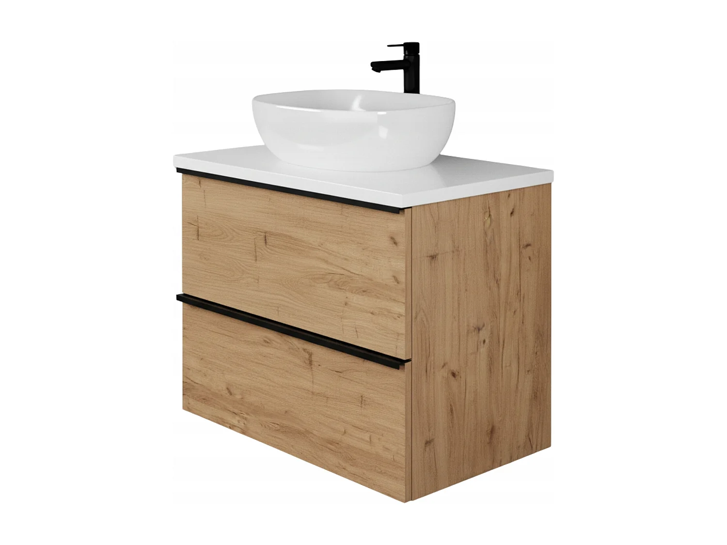 Meuble de salle de bain suspendu 60 cm -  chêne craft - 2 tiroirs - ONE