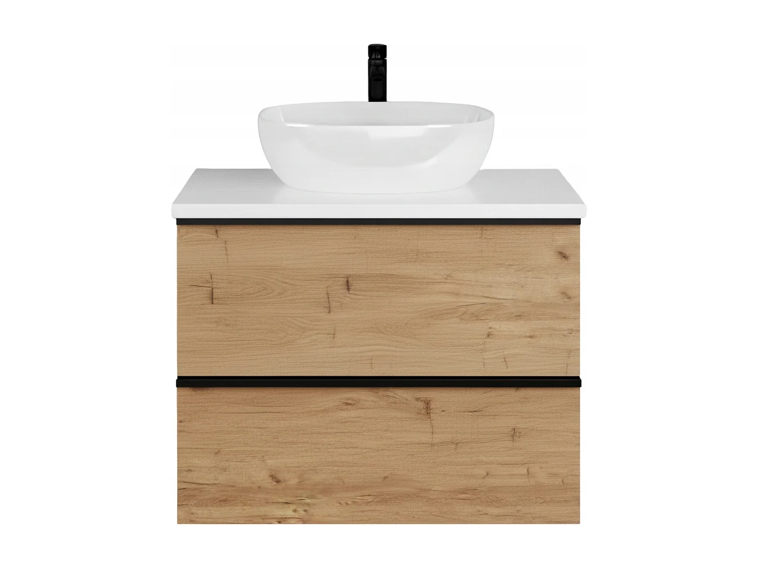 Meuble de salle de bain suspendu 60 cm -  chêne craft - 2 tiroirs - ONE