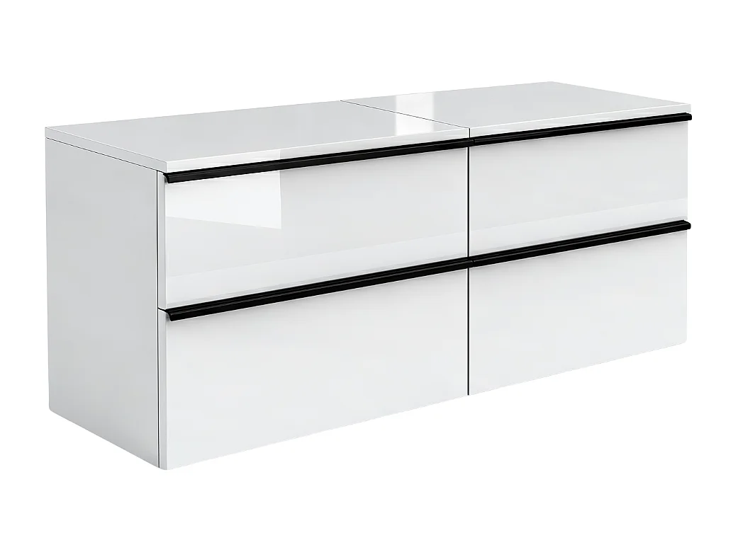 Meuble de salle de bain suspendu ONE 120 cm - 4 tiroirs - blanc brillant - ONE