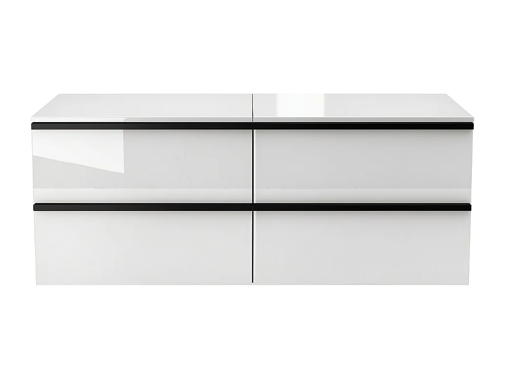 Meuble de salle de bain suspendu ONE 120 cm - 4 tiroirs - blanc brillant - ONE