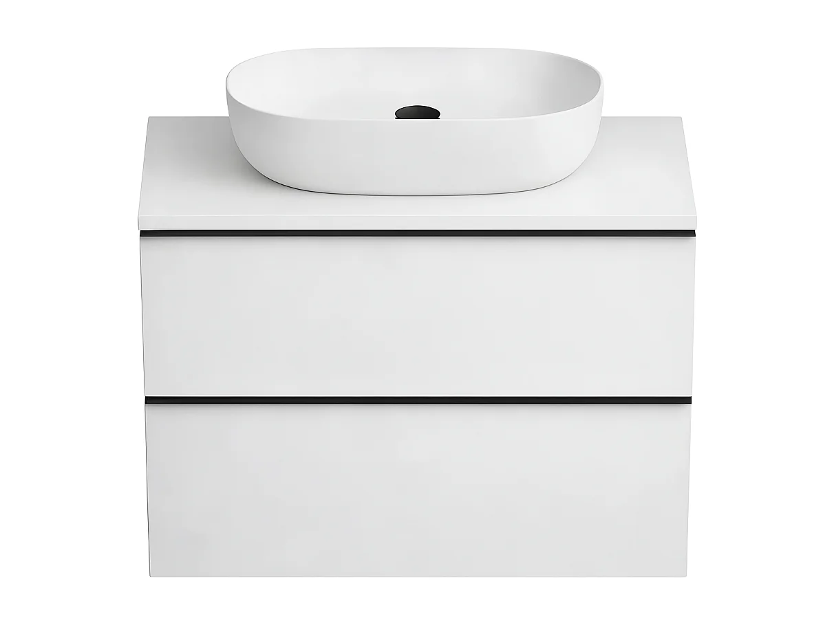 Meuble salle de bain suspendu ONE 60 cm - 2 tiroirs - blanc brillant - ONE