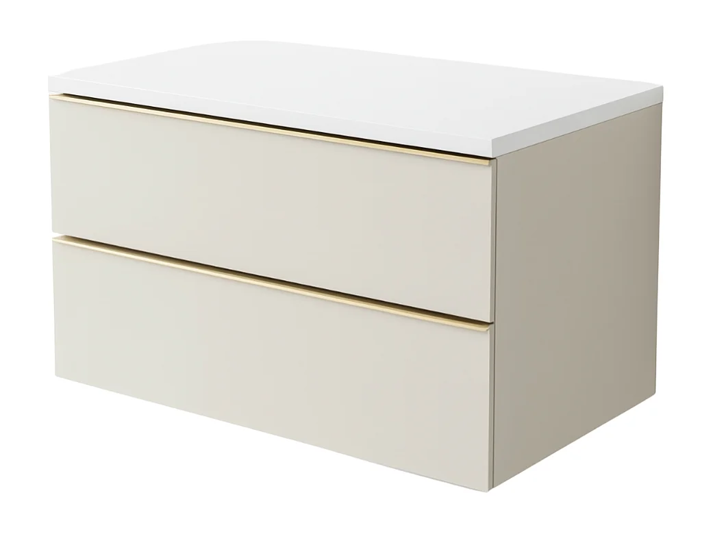 Móvel de casa de banho suspenso 60 cm - 2 gavetas - branco brilhante - caxemira - ONE
