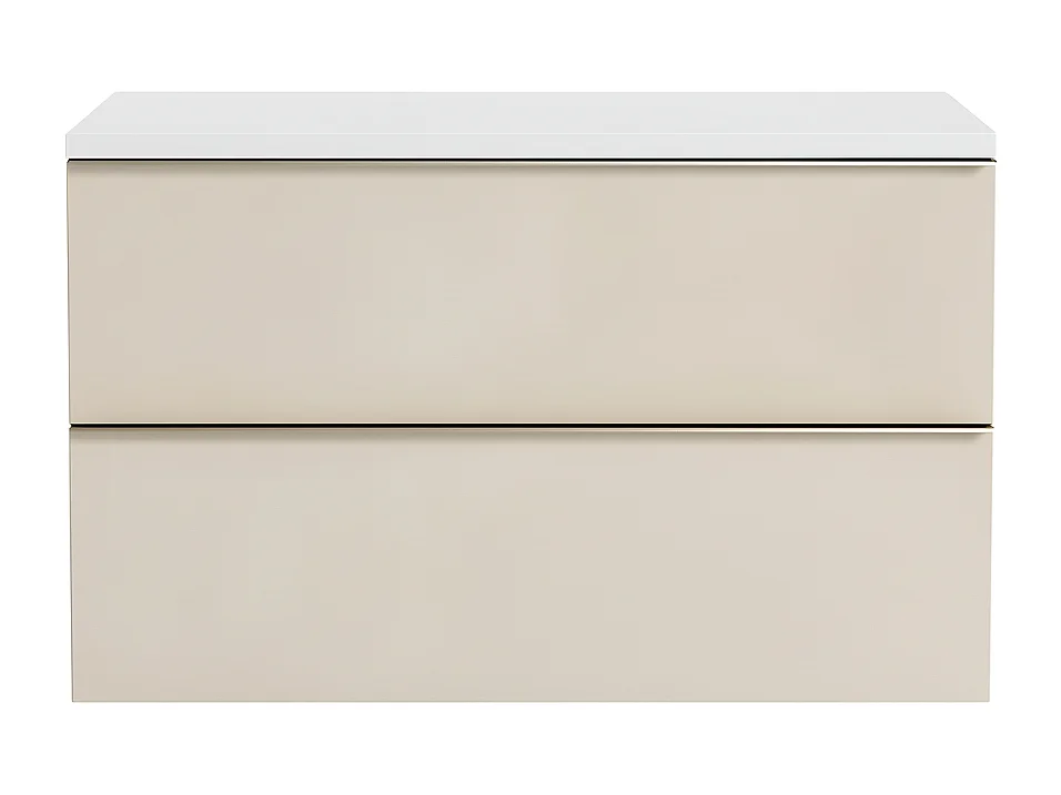 Móvel de casa de banho suspenso 60 cm - 2 gavetas - branco brilhante - caxemira - ONE
