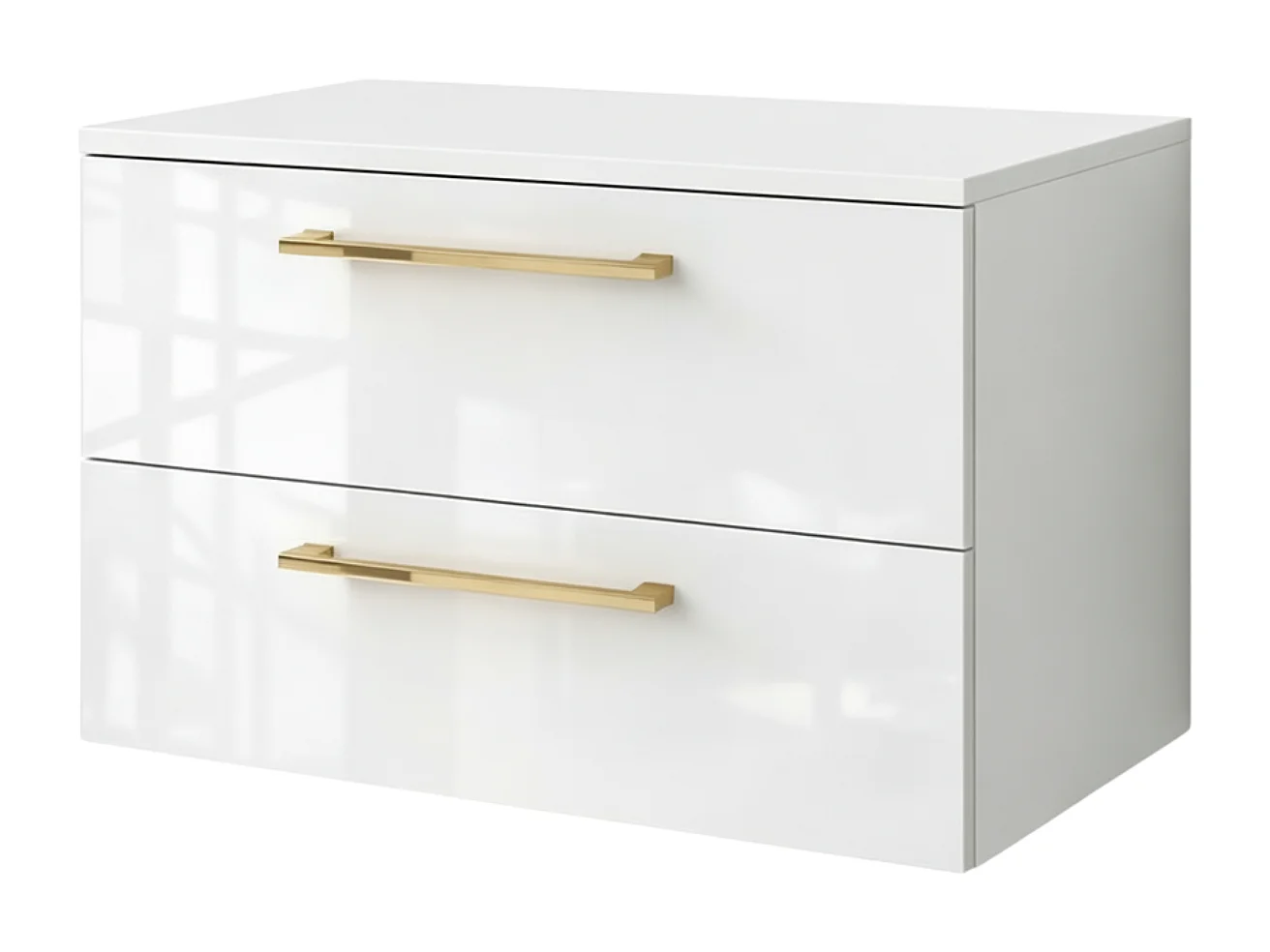 Meuble de salle de bain suspendu 60 cm - blanc brillant - 2 tiroirs - ONE