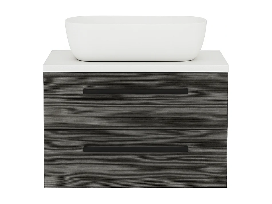 Meuble de salle de bain suspendu 80 cm avec lavabo – gris – 2 tiroirs – ONE