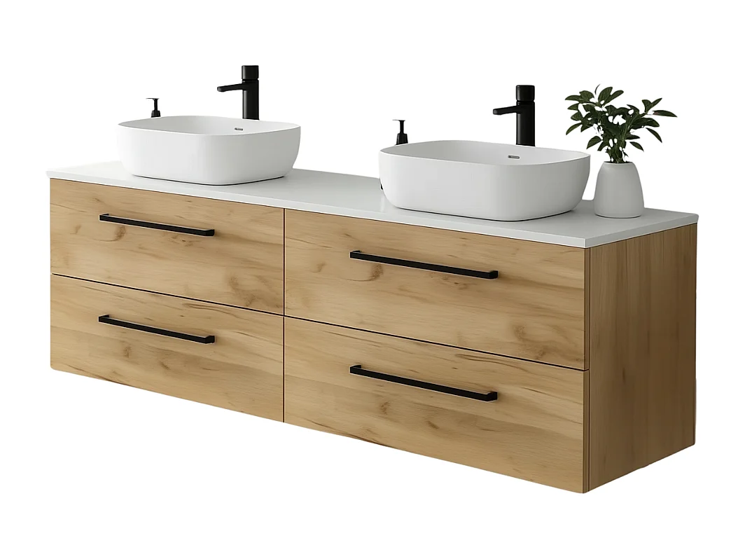 Meuble de salle de bain suspendu ONE 120 cm - 4 tiroirs - chêne craft - ONE