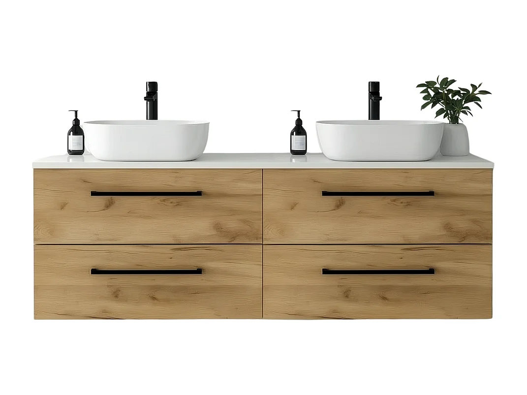 Meuble de salle de bain suspendu ONE 120 cm - 4 tiroirs - chêne craft - ONE