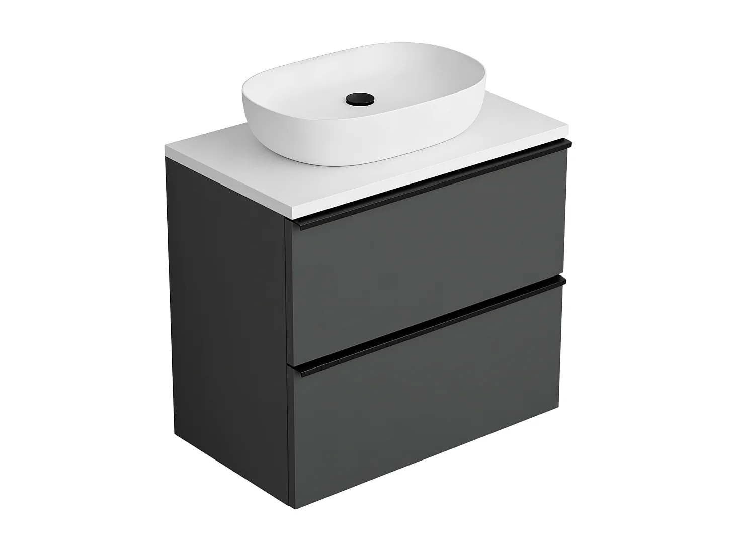 Meuble de salle de bain suspendu 60 cm - anthracite - 2 tiroirs - ONE