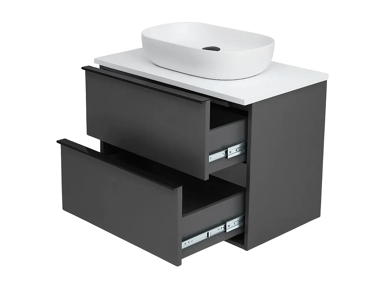 Meuble de salle de bain suspendu 60 cm - anthracite - 2 tiroirs - ONE